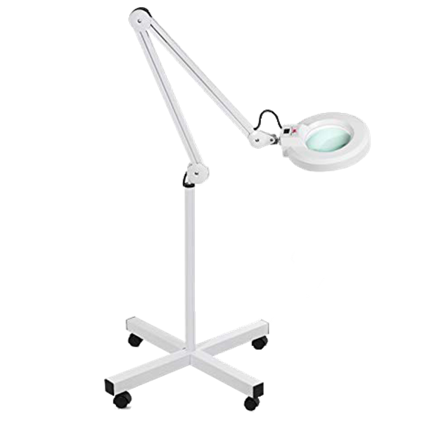 Lámpara de pie con lupa LED de 2200 lúmenes, lámpara profesional de lupa  fría para esteticistas, soporte ajustable y lupa de brazo giratorio con luz